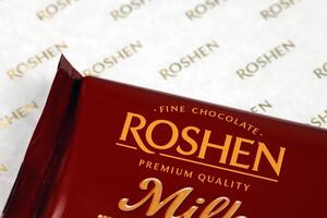 KHARKIV, UKRAINE - JANUARY 2, 2021 Roshen chocolate production. Roshen Confectionery Corporation is a Ukrainian confectionery manufacturing group photo