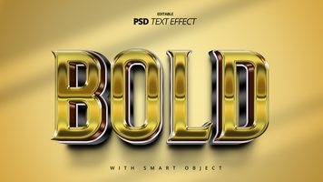 Golden shiny bold luxury 3d text effect design psd