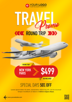 Travel promo flyer round trip psd