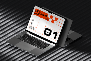 psd mockup concept met smartphone en laptop scherm in schaduw