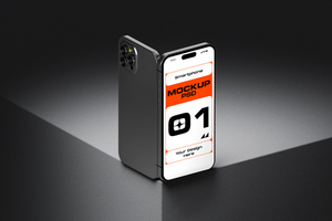 PSD mockup concept with smartphone screen in shadow