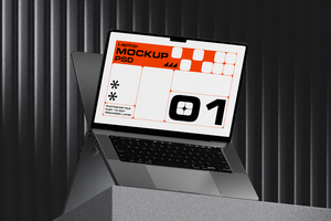 PSD mockup concept with smartphone and laptop screen in shadow