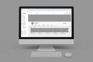 Realistic computer mockup showing Youtube channel psd