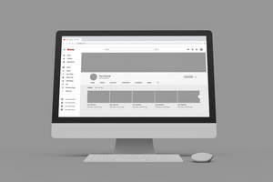 Realistic computer mockup showing Youtube channel psd