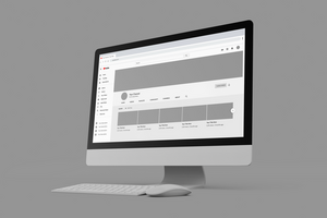 Realistic computer mockup showing Youtube channel psd