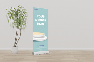 Roll up banner mockup display standee for presentation purpose psd