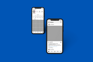Smartphone mockups to display Instagram post template psd