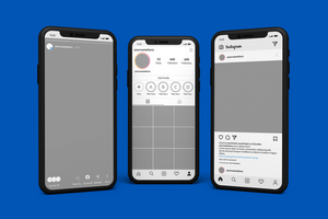 Smartphone mockups to display Instagram post template psd