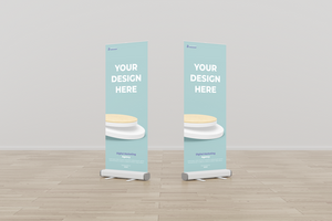 Roll up banner mockup display standee for presentation purpose psd