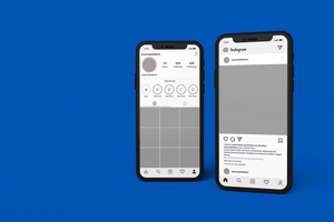 Smartphone mockups to display Instagram post template psd