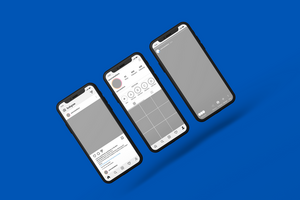 Smartphone mockups to display Instagram post template psd
