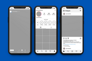 Smartphone mockups to display Instagram post template psd