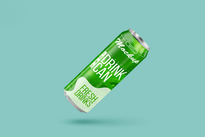 Changeable modern floating left long aluminium drink can mock ups design template Premium Psd