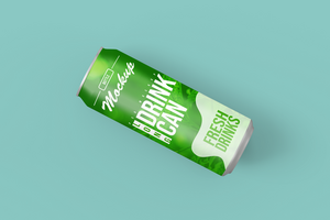 Changeable modern floating left long aluminium drink can mock ups design template Premium Psd