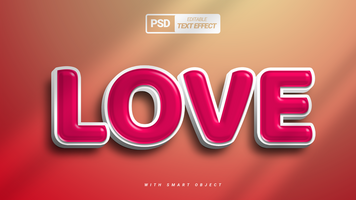 amor rojo rosado 3d texto efecto diseño psd
