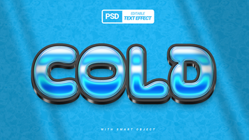 Blue 3d ice freeze text effect design psd