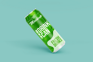 Changeable modern floating left long aluminium drink can mock ups design template Premium Psd