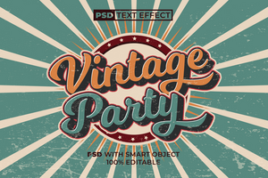 Vintage Text Effect Retro Style. Editable Text Effect. psd