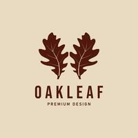 autumn oak leaf vintage logo design template, natural logo vector illustration design graphic