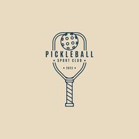 pickle ball logo line art graphic template idea vector minimalist illustration design