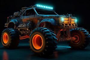 AI generated Big monster truck. Generate AI photo