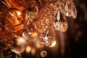 AI generated Beauty crystal hanging light chandelier. Generate ai photo