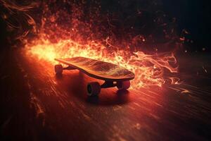 AI generated Bright burning skate aimed at victory. Generate Ai photo