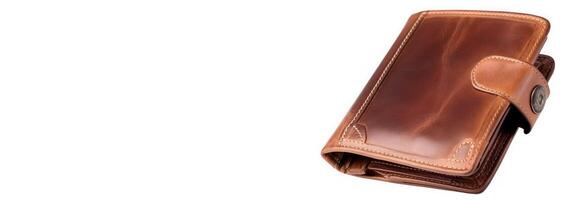 AI generated Leather beige wallet banner. Generate ai photo