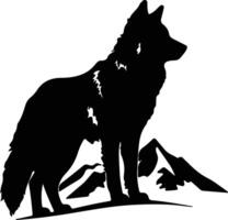 Lobo ártico negro silueta vector