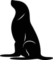 California sea lion black silhouette vector