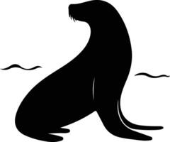 California sea lion black silhouette vector