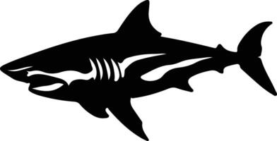 bull shark black silhouette vector