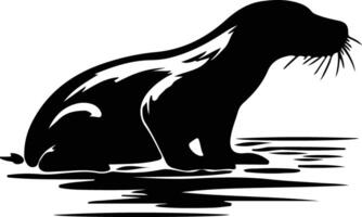 duck-billed platypus black silhouette vector