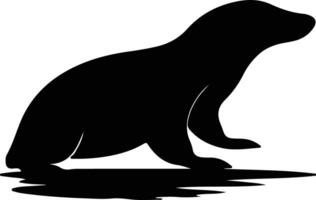 duck-billed platypus black silhouette vector