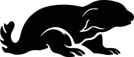 duck-billed platypus black silhouette vector