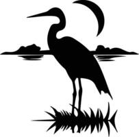 egret black silhouette vector