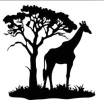 forest giraffe black silhouette vector