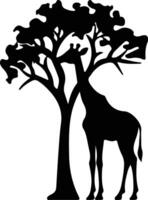 forest giraffe black silhouette vector