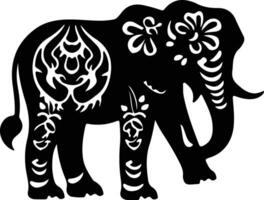 Indian elephant black silhouette vector