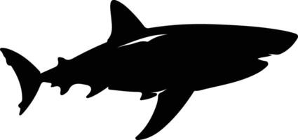 great white shark black silhouette vector
