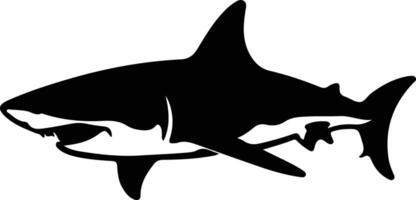 great white shark black silhouette vector