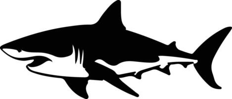 great white shark black silhouette vector