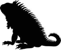 green iguana black silhouette vector