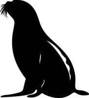 harp seal black silhouette vector