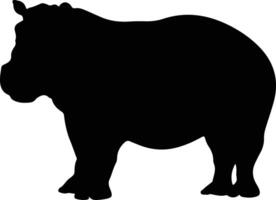 hippo black silhouette vector