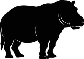 hippo black silhouette vector