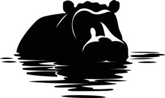 hippopotamus black silhouette vector