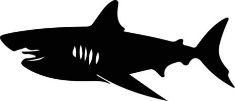 megalodon negro silueta vector