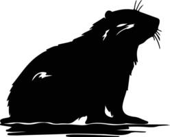 North American beaver black silhouette vector