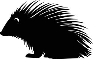 North American porcupine black silhouette vector